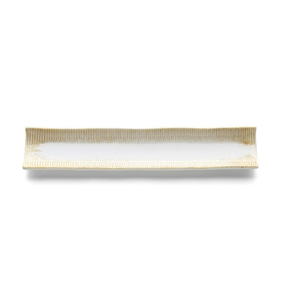 Ceramic Serving Platter - Long White Honey Plate for Sushi