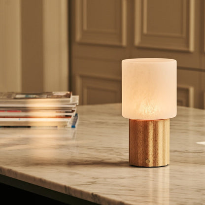 Cordless Table Lamp - Light Brown Rechargeable, Dimmable, 3-Color