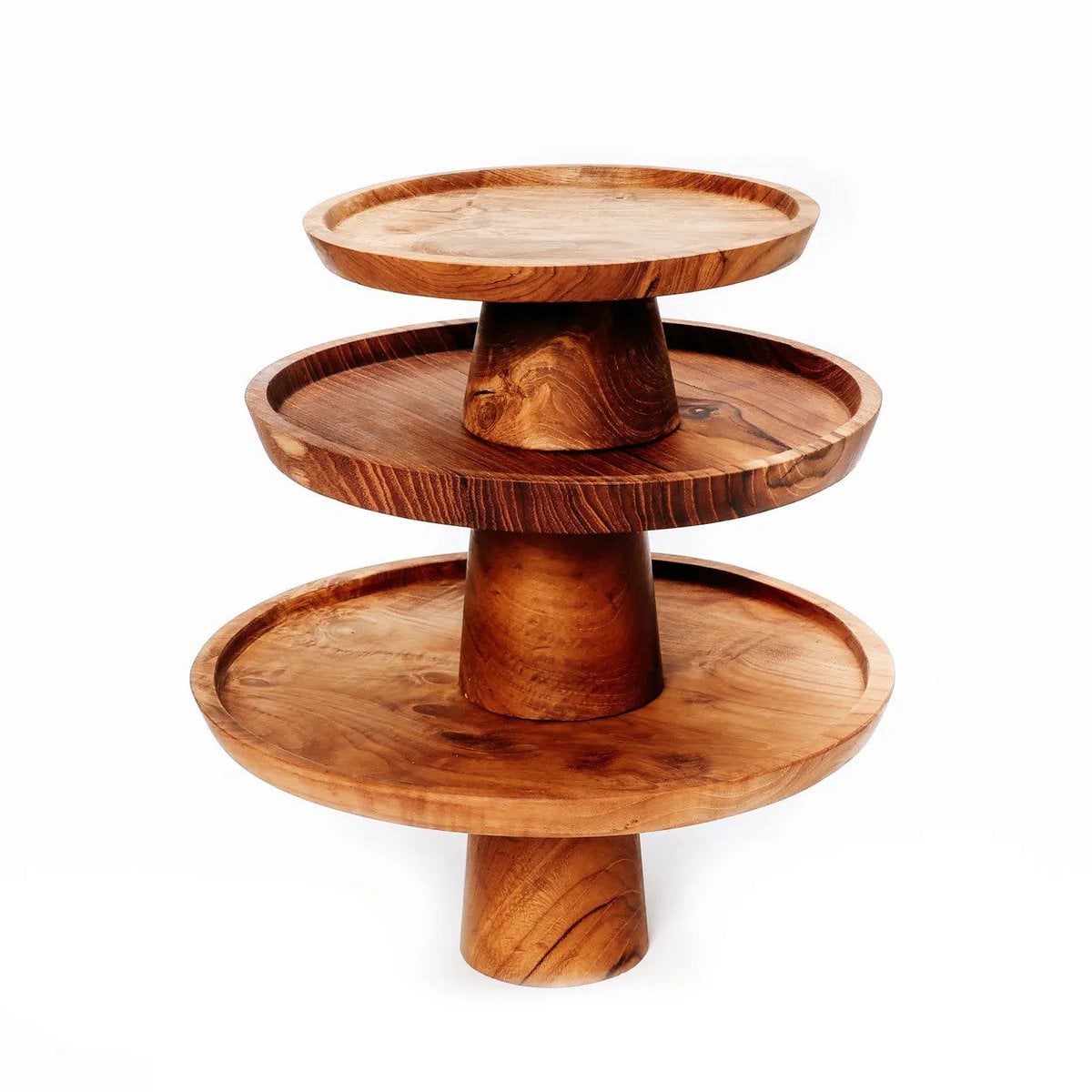 Teak Root Cake Dish - Rustic Wooden Stand