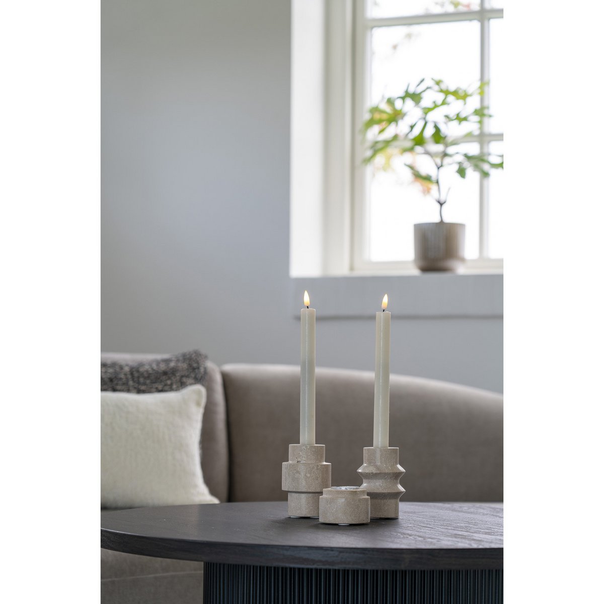 Travertine Candle Holder - Natural Stone Accent
