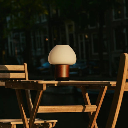 Dark Brown Wooden Table Lamp | Rechargeable & Dimmable