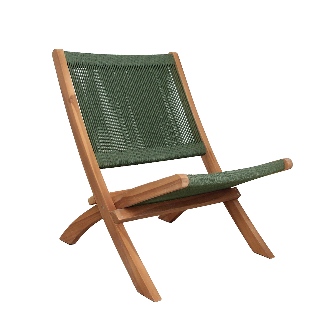 Rope folding lounge chair green