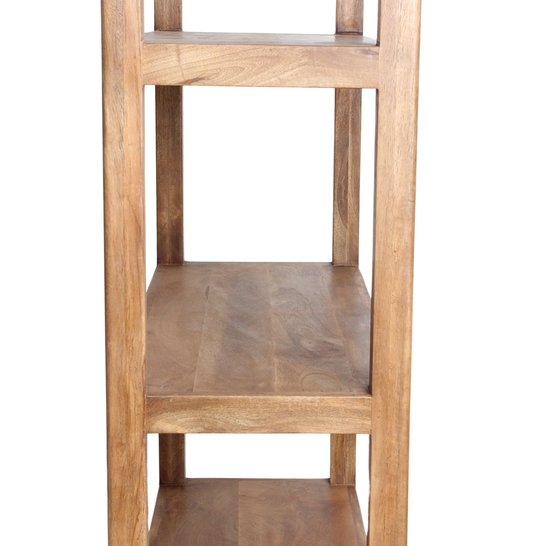 Mango Wood Bookcase - 5-Shelf Bullnose Rack for Home Storage
