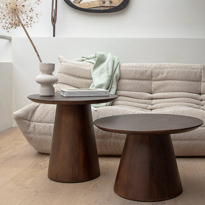 Mango Wood Side Table - Modern Cone Accent Table - 55cm