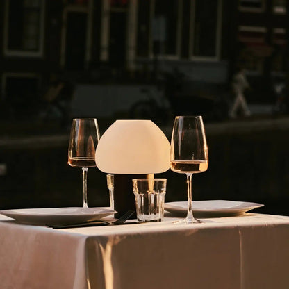 Dark Brown Wooden Table Lamp | Rechargeable & Dimmable