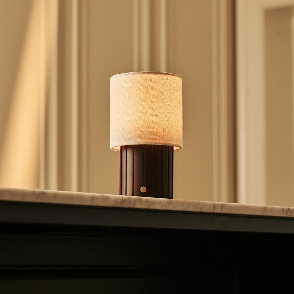 Cordless Table Lamp - Dark Brown Linen Blend Rechargeable Lamp