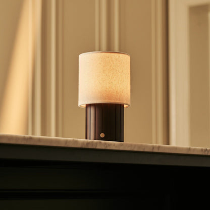 Cordless Table Lamp - Dark Brown Linen Blend Rechargeable Lamp