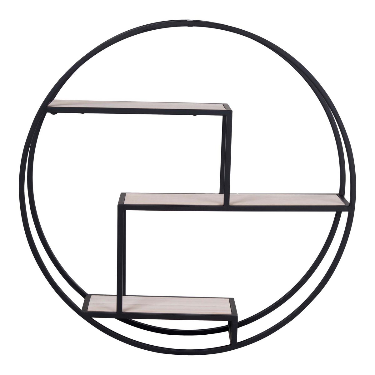 Steel and Wood Shelf - Black & Natural Rotterdam Display, 62cm