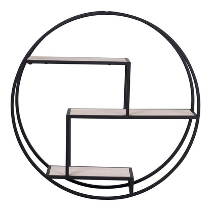 Steel and Wood Shelf - Black & Natural Rotterdam Display, 62cm