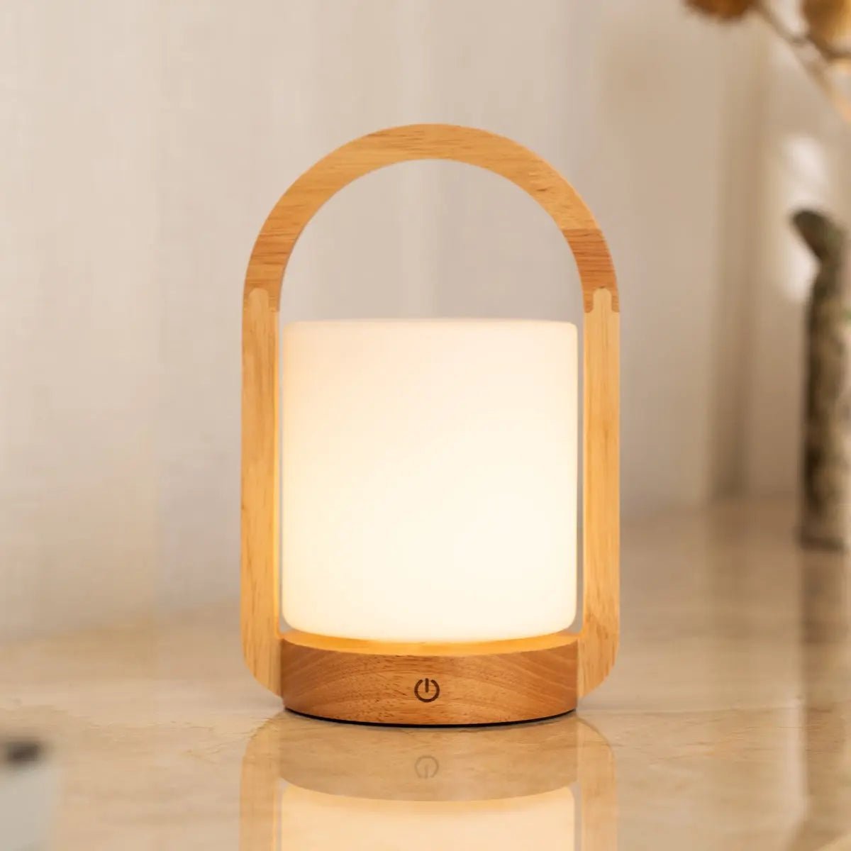 George Light Brown Wooden Rechargeable Lamp | Modern, Versatile & 3 Light Modes
