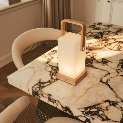 Wooden Table Lamp – Light Brown, Cordless & Rechargeable