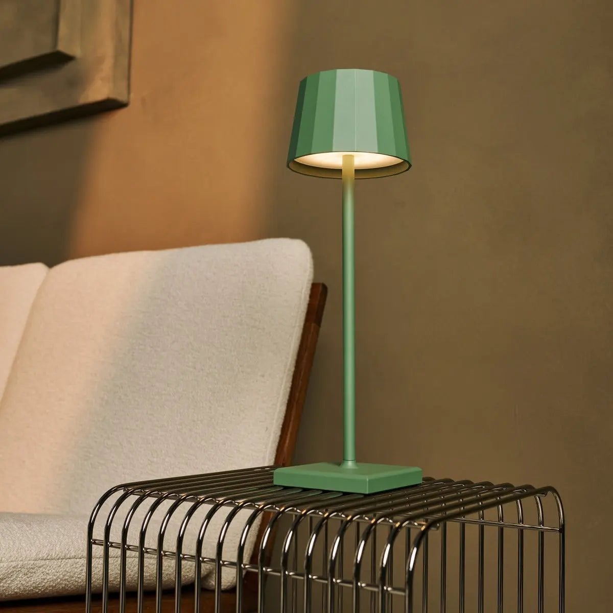 Wouter Sage Green Rechargeable Table Lamp | Wireless Charging & 120-Hour Battery Life