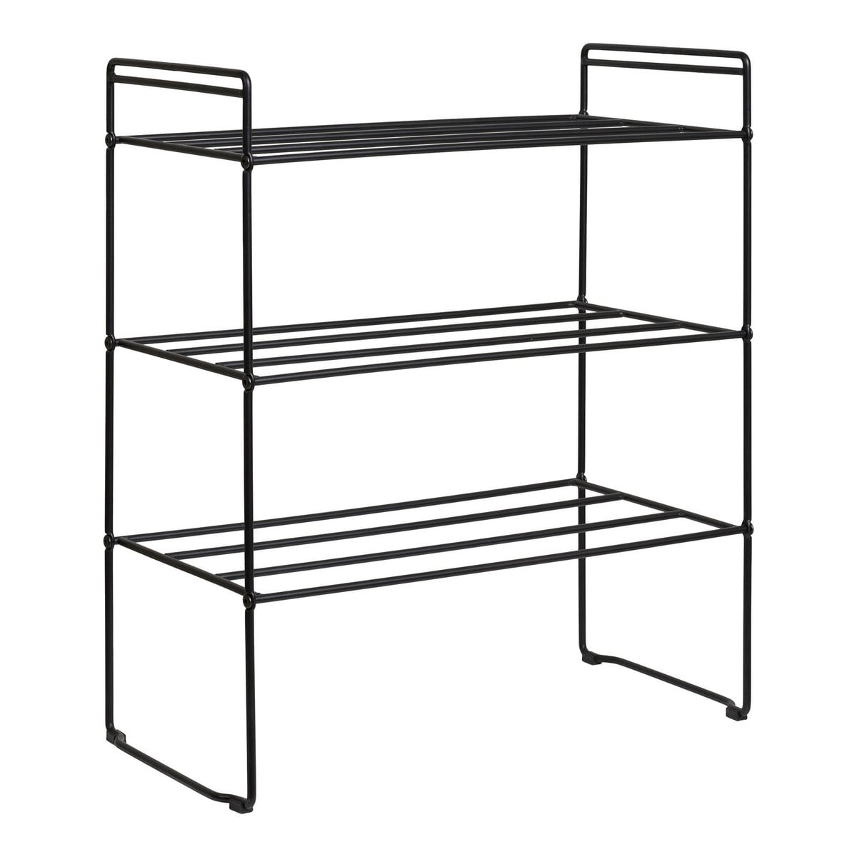 Steel Shoe Rack - 3-Shelf Entryway Organizer - Black, 60cm