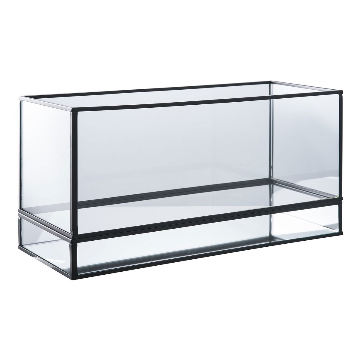Hurricane Candle Holder - Black, Glass, Metal, 30x12x15cm