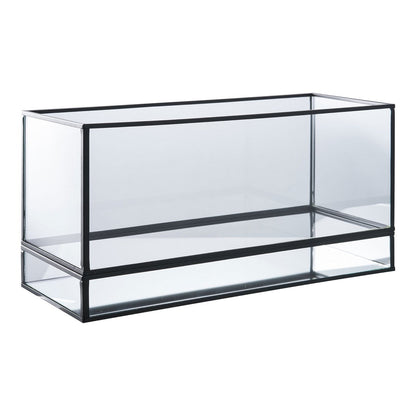 Hurricane Candle Holder - Black, Glass, Metal, 30x12x15cm