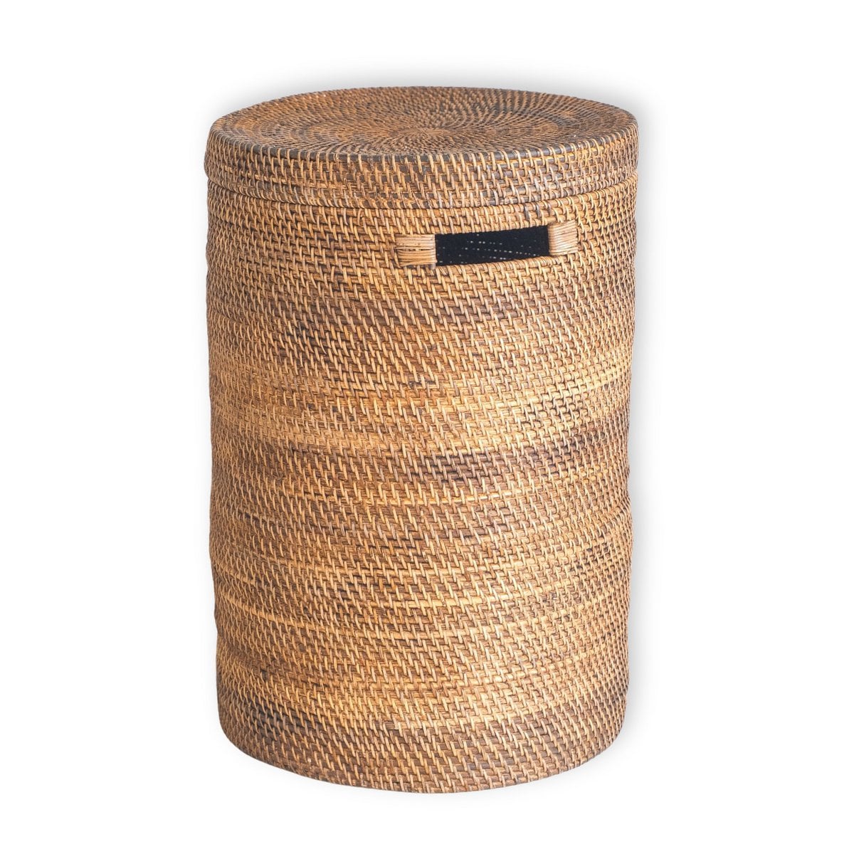 Rattan Laundry Basket with Lid - Boho Woven Storage - Brown