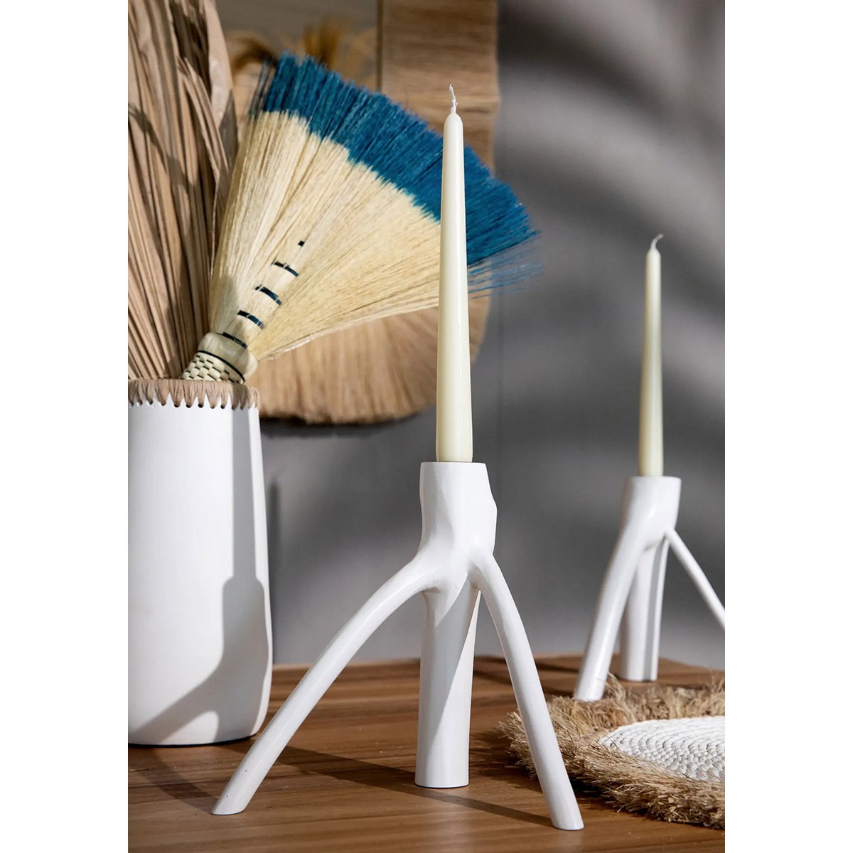 White Twig Candle Holder - Triple Candle Design