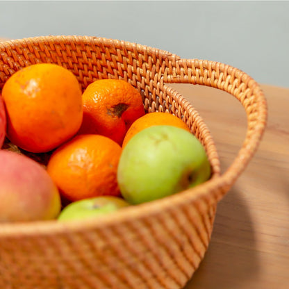 Kleiner Rattan-Aufbewahrungskorb Dekokorb SUWARI (2 Größen) ideal als Brotkorb oder Obstschale