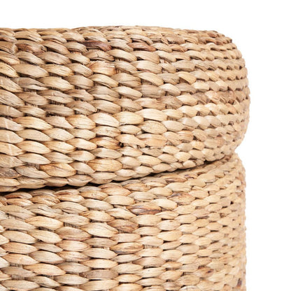 Natural Round Storage Ottoman - Woven Accent Furniture
