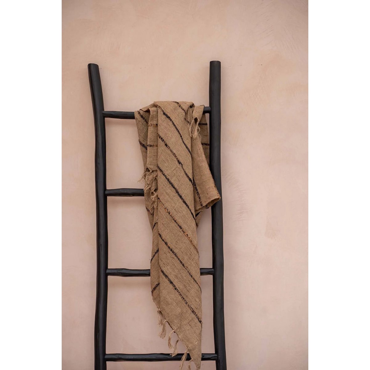 Teak Towel Ladder - Black Finish Minimalist Rack - 165cm