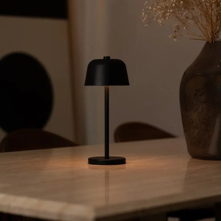 Rechargeable Table Lamp - Black Cordless Lamp with Dimmer
