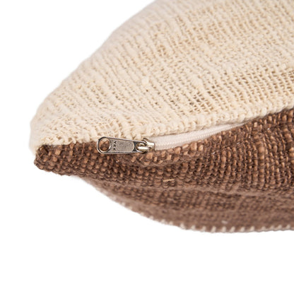 Cotton Patchwork Cushion Cover - Natural Brown, 50x70 cm