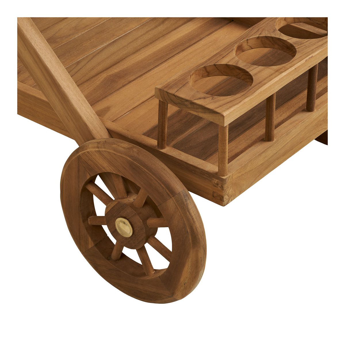 Teak Tea Trolley – Natural Wood Serving Cart, 86x50x81 cm