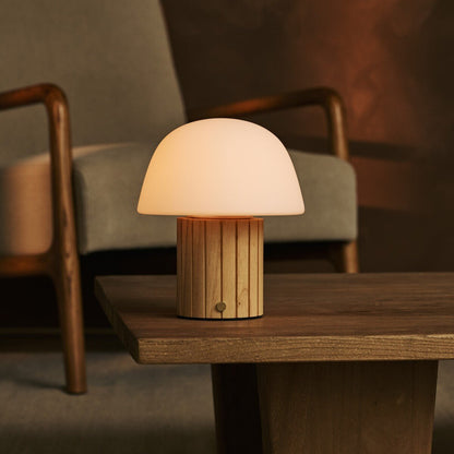 Rechargeable Table Lamp - Light Brown Dimmable Lamp with Modular Shade
