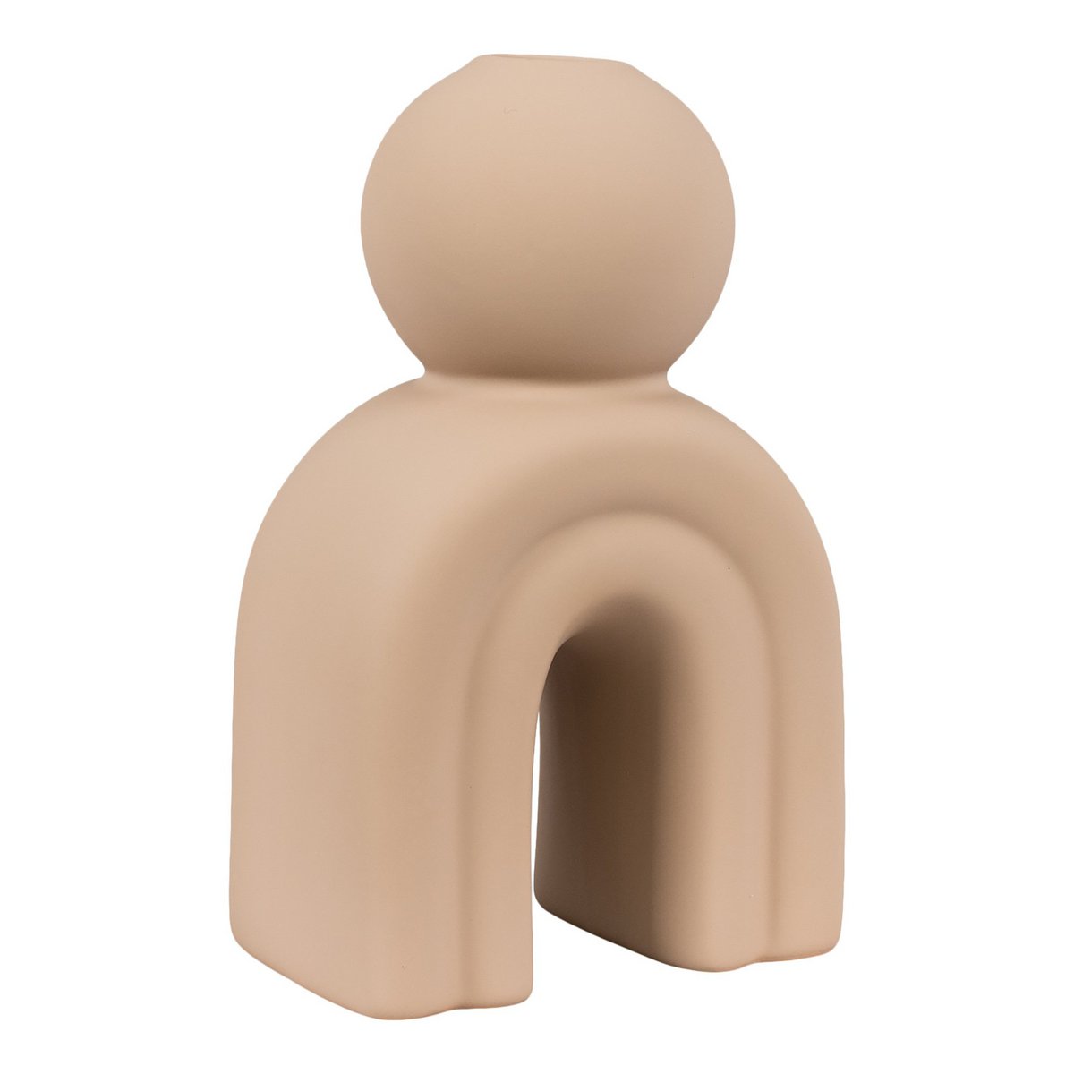Stoneware Candle Holder - Brown Arched Candelabra - 17 cm