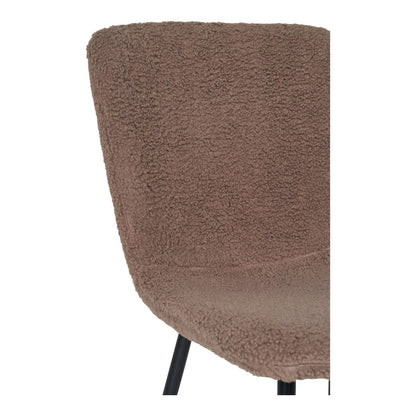 Dining Chairs Dark Brown Faux Fur - Modern Steel Leg Set, 48cm
