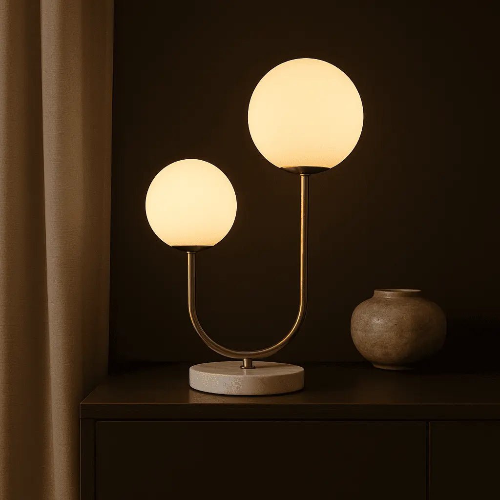 Giorgia Elegant Marble Lamp | Frosted Glass Bulbs & Corded Lamp