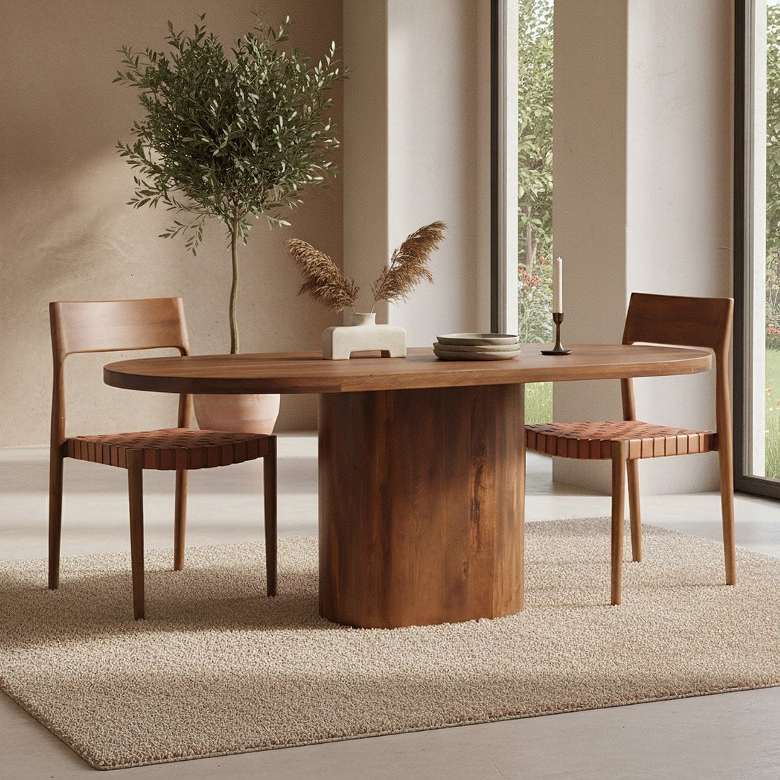 Mango Wood Dining Table - Bullnose Oblong - 180-240 cm