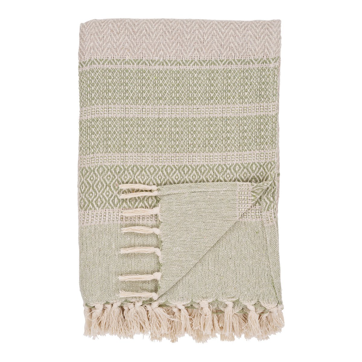 Manisa Plaid - Green/Beige, Cotton, Polyester, 130x180 cm