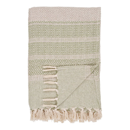 Manisa Plaid - Green/Beige, Cotton, Polyester, 130x180 cm