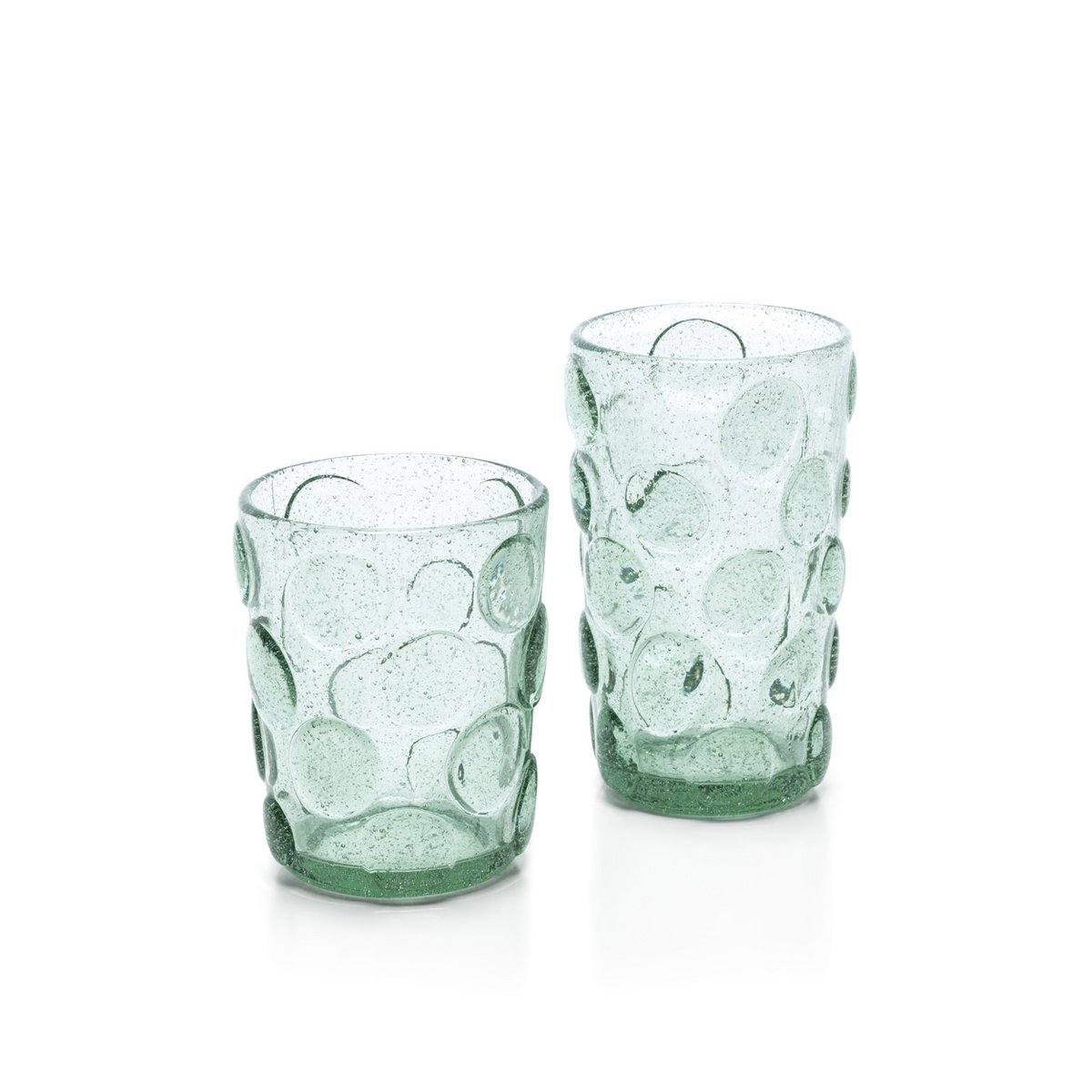Aqua Highball Glass - Frosted Dot Design