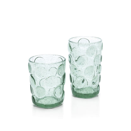 Aqua Highball Glass - Frosted Dot Design