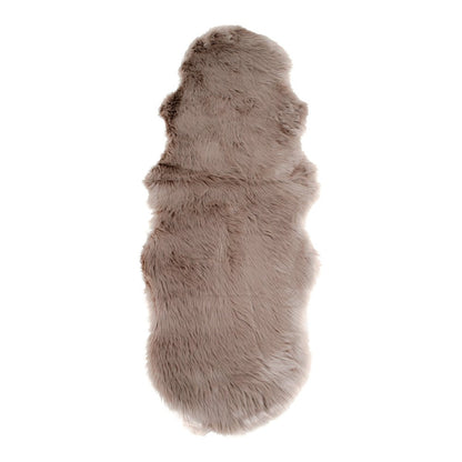 Artificial Lambskin Rug – Light Brown Polyester Throw, 60x180 cm
