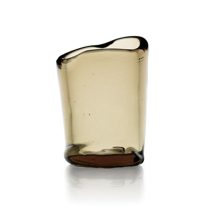 Glass Tea Light Candle Holder - Charcoal Lava Glass, Large