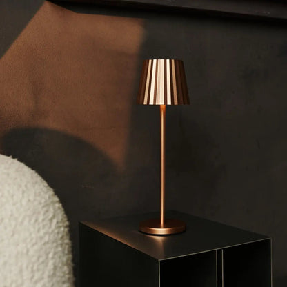 Maya Copper Ribbed Table Lamp | 3 Light Modes & Rechargeable via Charging Station