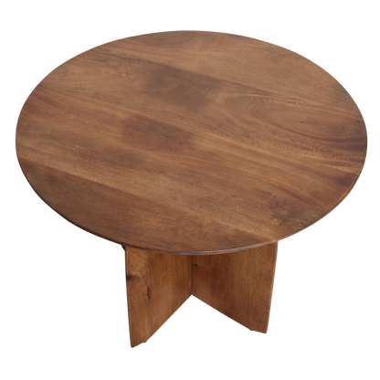 Mango Wood Side Table - Round Accent Table, 55 cm