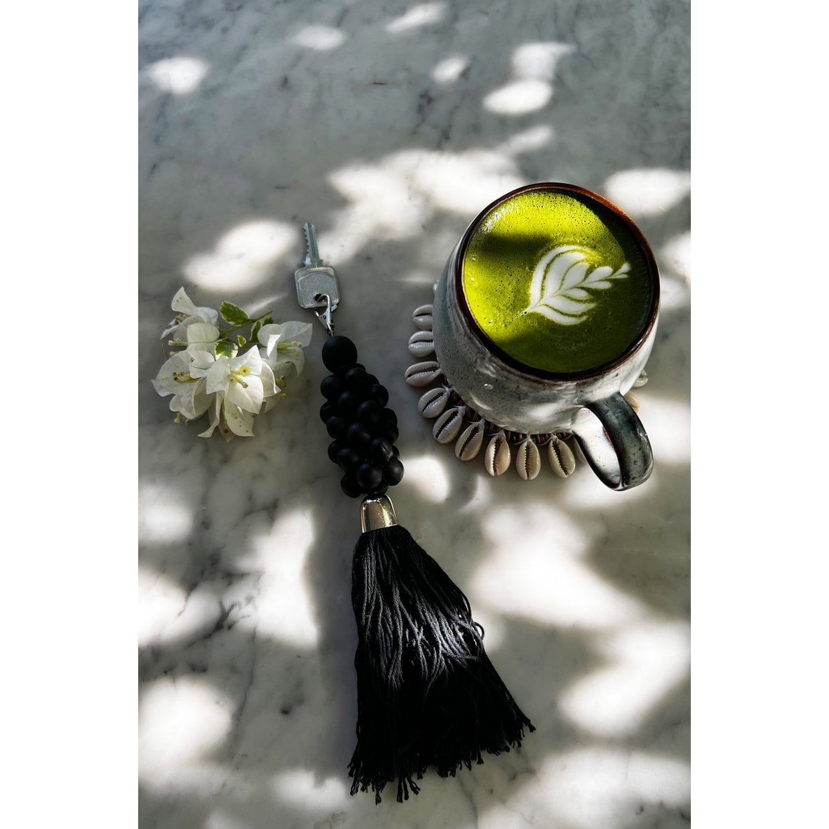 Wooden Bead Keychain - Black