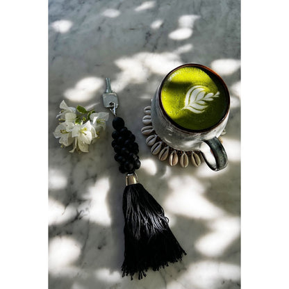 Wooden Bead Keychain - Black