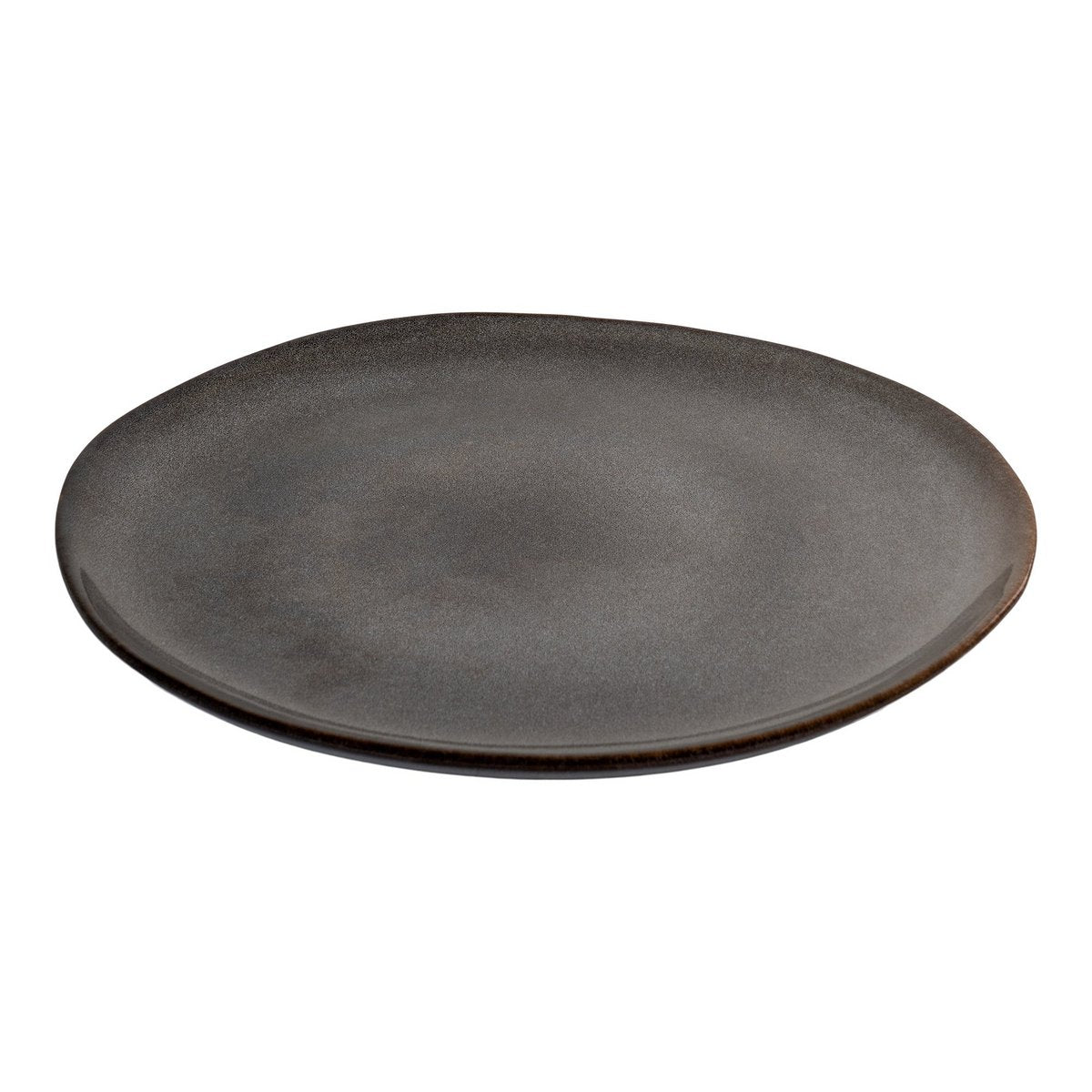 Plato llano Selma - Plato llano, cerámica, gris/marrón, ø27cm, juego de 4