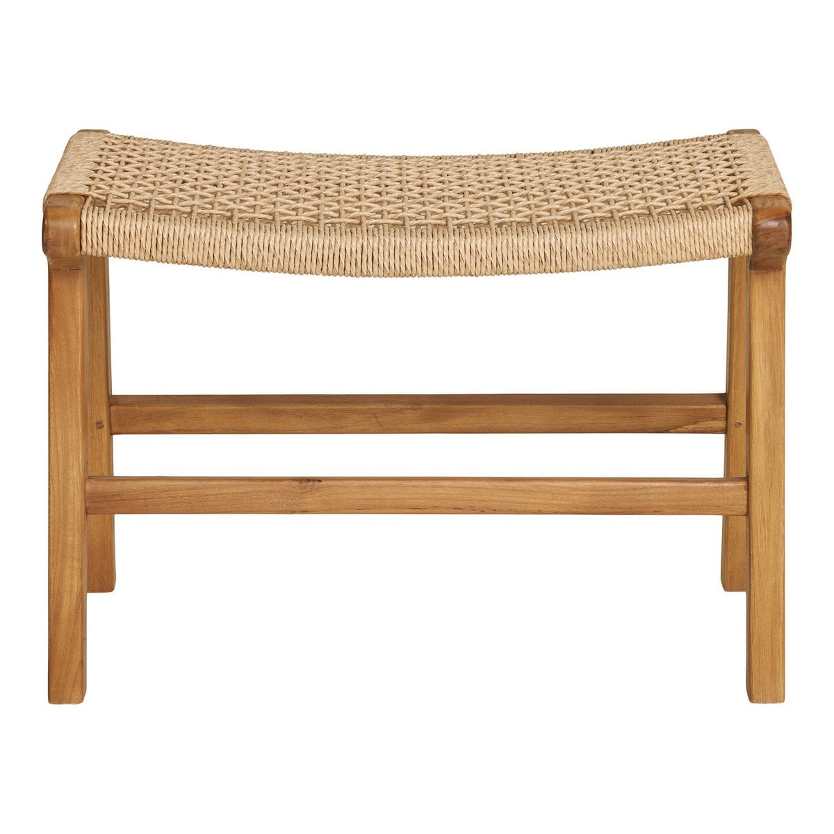 Teak & Polyrattan Footrest - Natural Finish Derby Ottoman