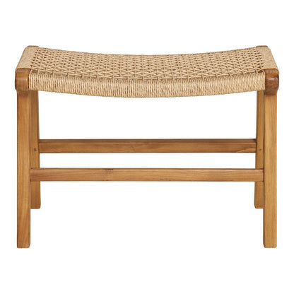 Teak & Polyrattan Footrest - Natural Finish Derby Ottoman