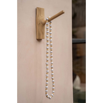 Natural Wood Woven Necklace - White Organic Style
