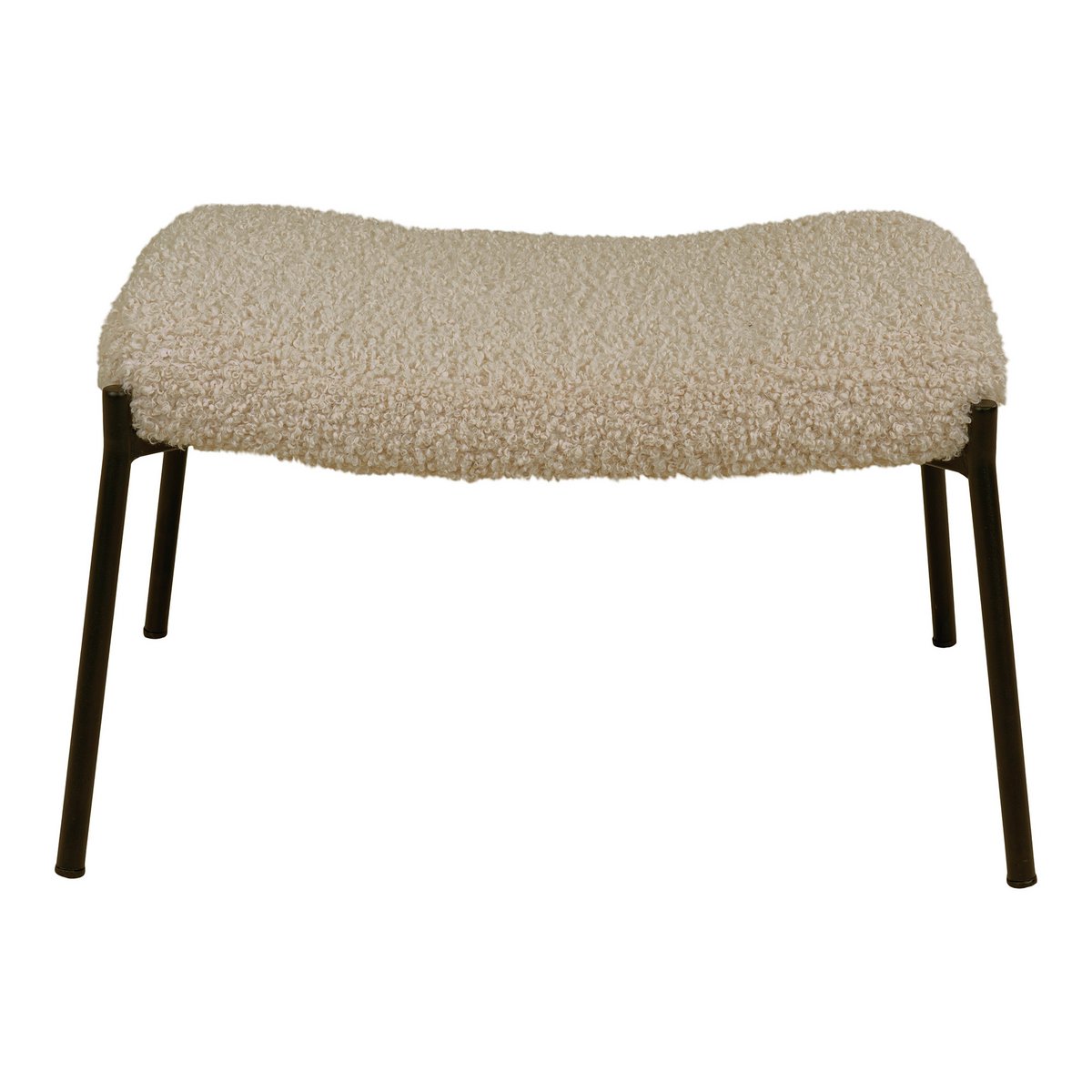 Glasgow Footrest - Grey/brown, Artificial Lambskin, Black Metal Legs