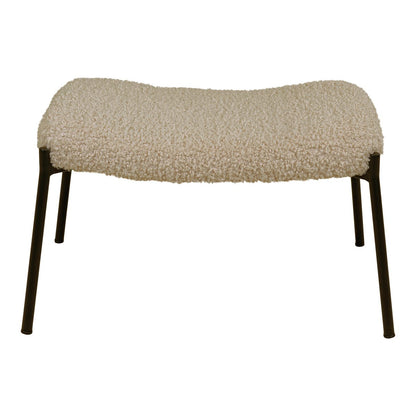 Glasgow Footrest - Grey/brown, Artificial Lambskin, Black Metal Legs