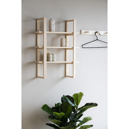 Paulownia Wood Wall Shelf - Natural Nordic Style, 48x63cm