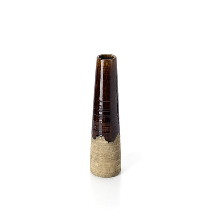 Concrete Stoneware Cone Vase - Modern Accent Decor - Medium, Brown